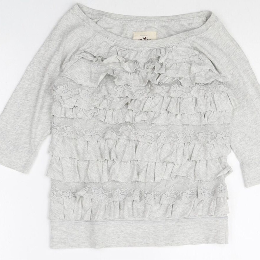 hollister grey 3/4 sleeve top